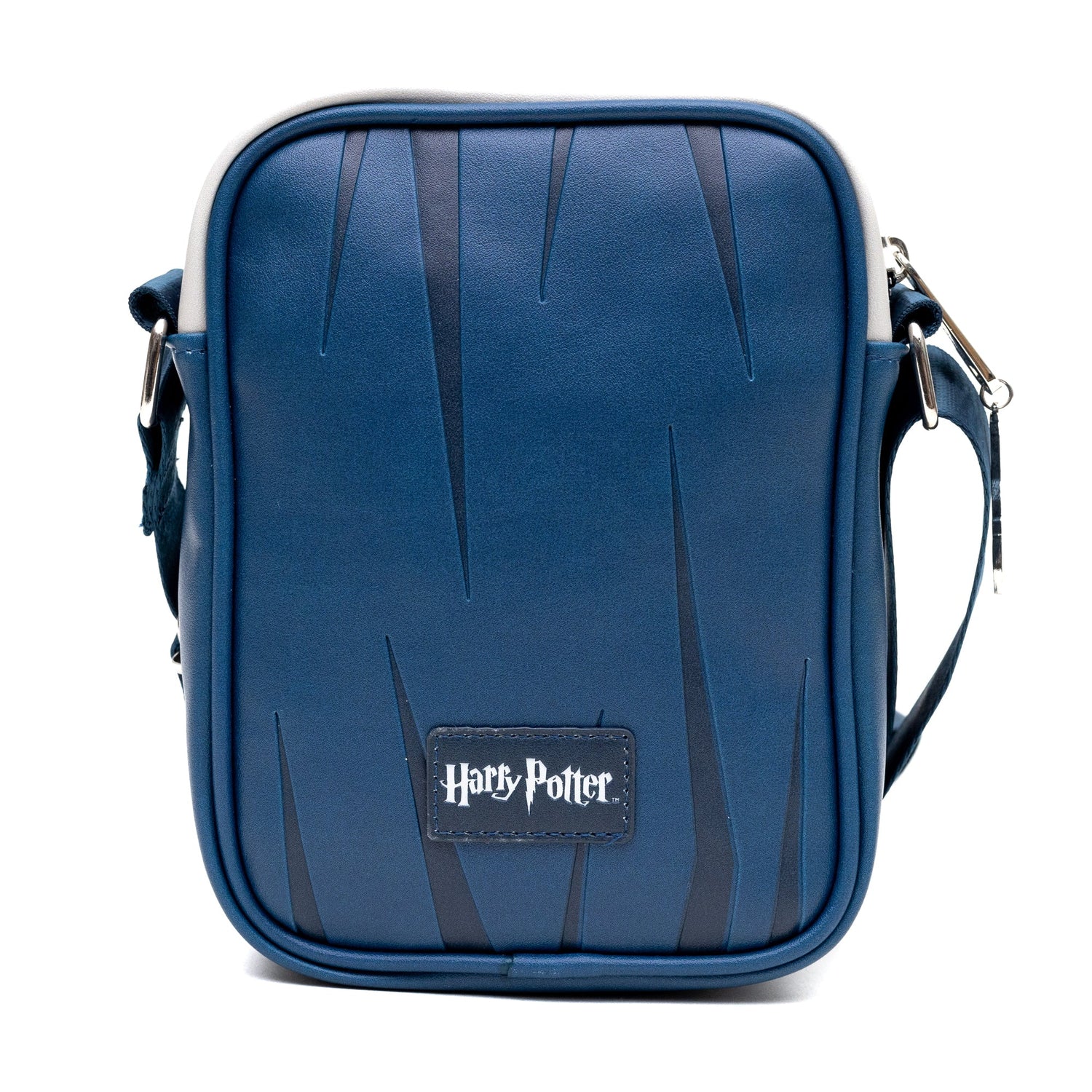 Detailed view of the Ravenclaw Quidditch uniform artwork on the front of the vegan leather bag.