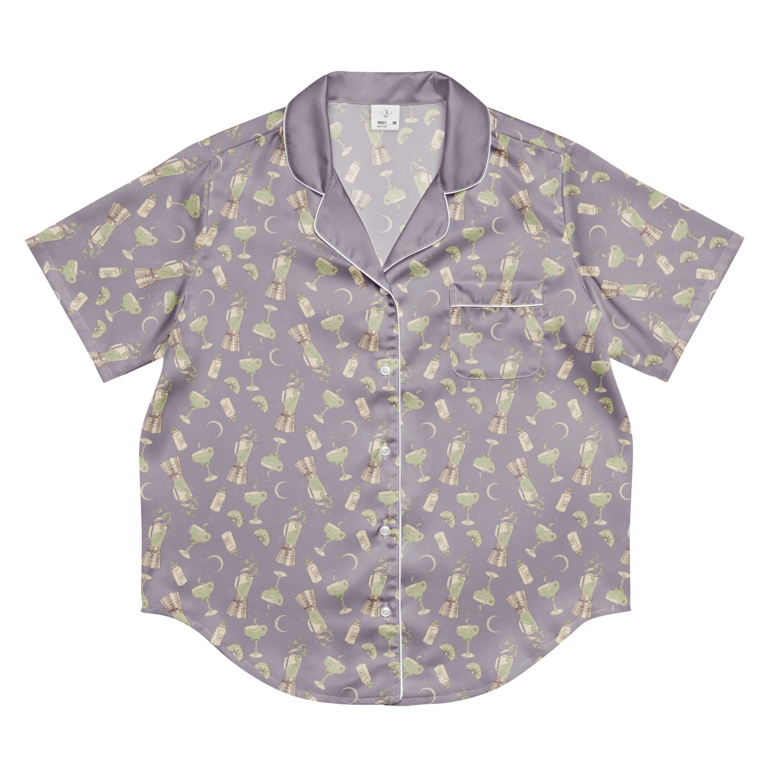 Front view of the Practical Magic 2 Pajama Top featuring a Margarita graphic.
