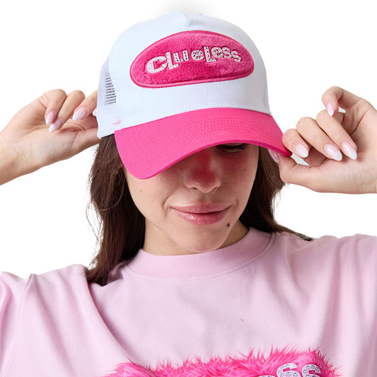 Clueless Fluffy Logo Trucker Hat White/pink-4