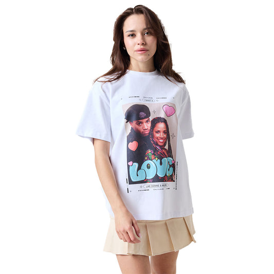 Clueless Donnie & Love Oversized T-Shirt White-3