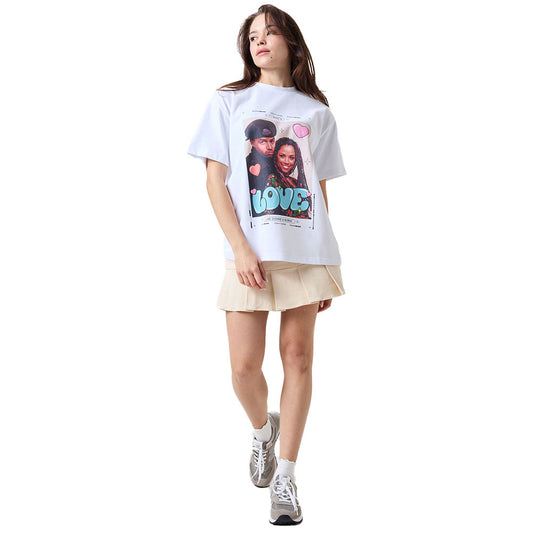 Clueless Donnie & Love Oversized T-Shirt White-4