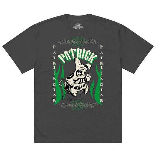 SpongeBob SquarePants Patrick Punk Rock Faded T-Shirt Faded Black-0