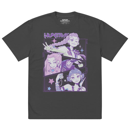 KPop Demon Hunters HUNTR/X Oversized Faded T-Shirt-0