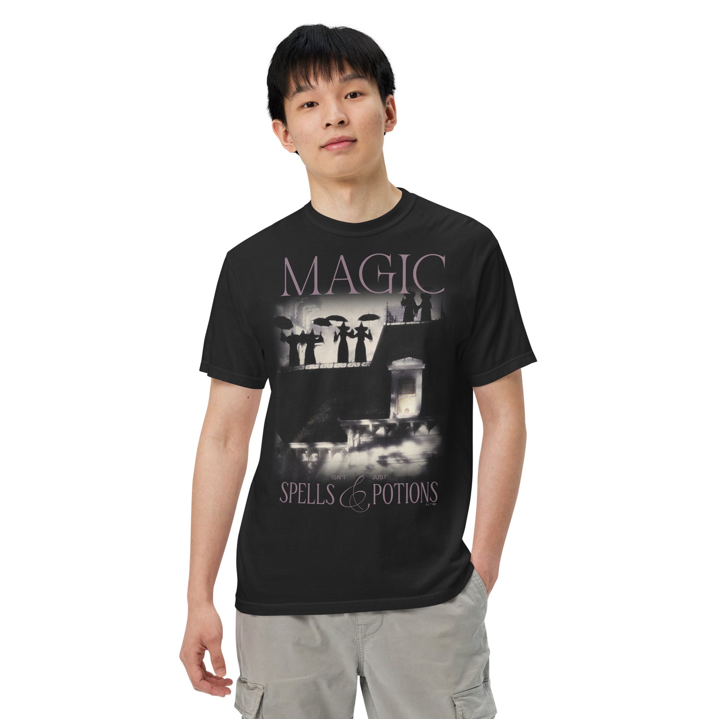 Back view of the unisex Practical Magic graphic T-shirt.