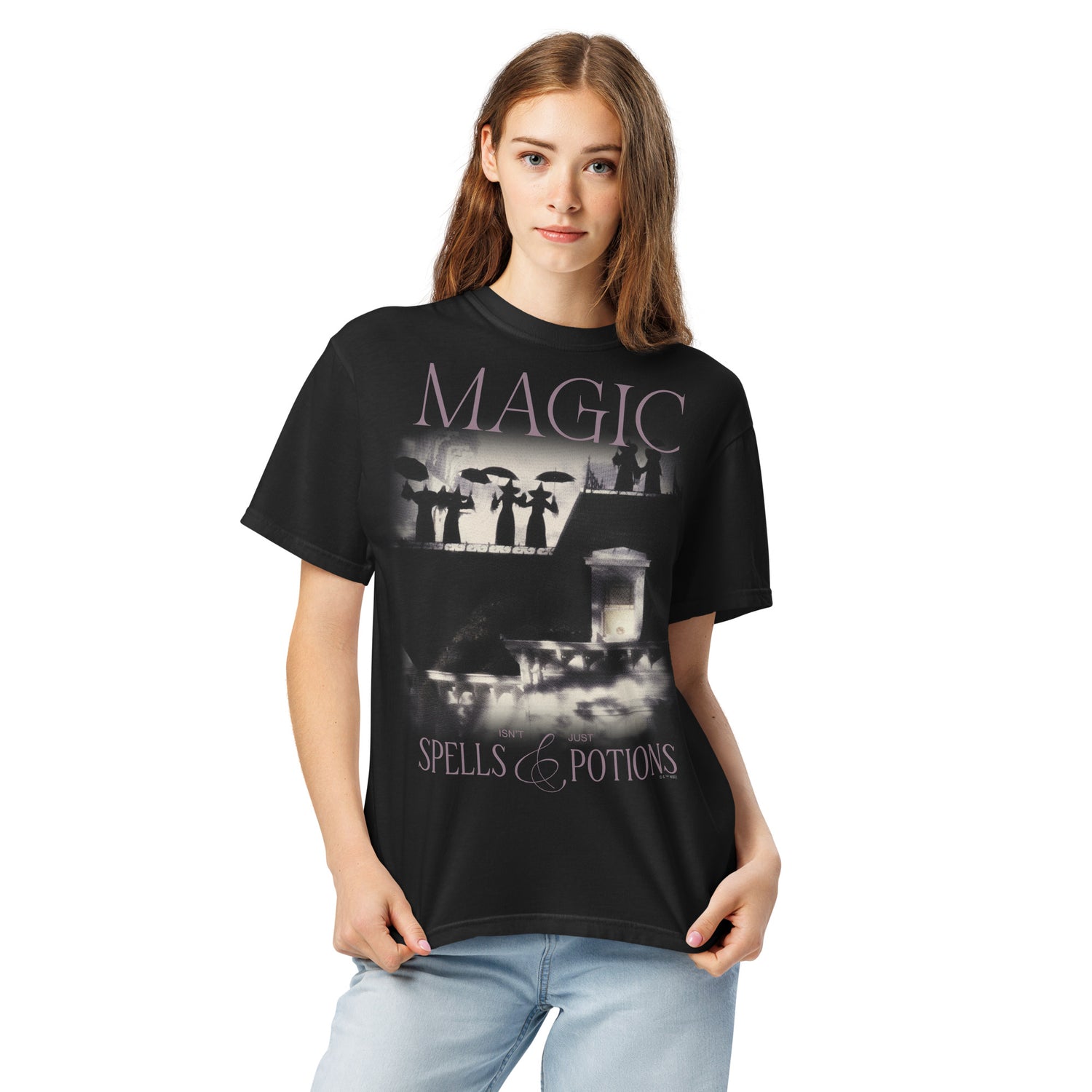 Practical Magic movie-themed shirt shown in a lifestyle setting.