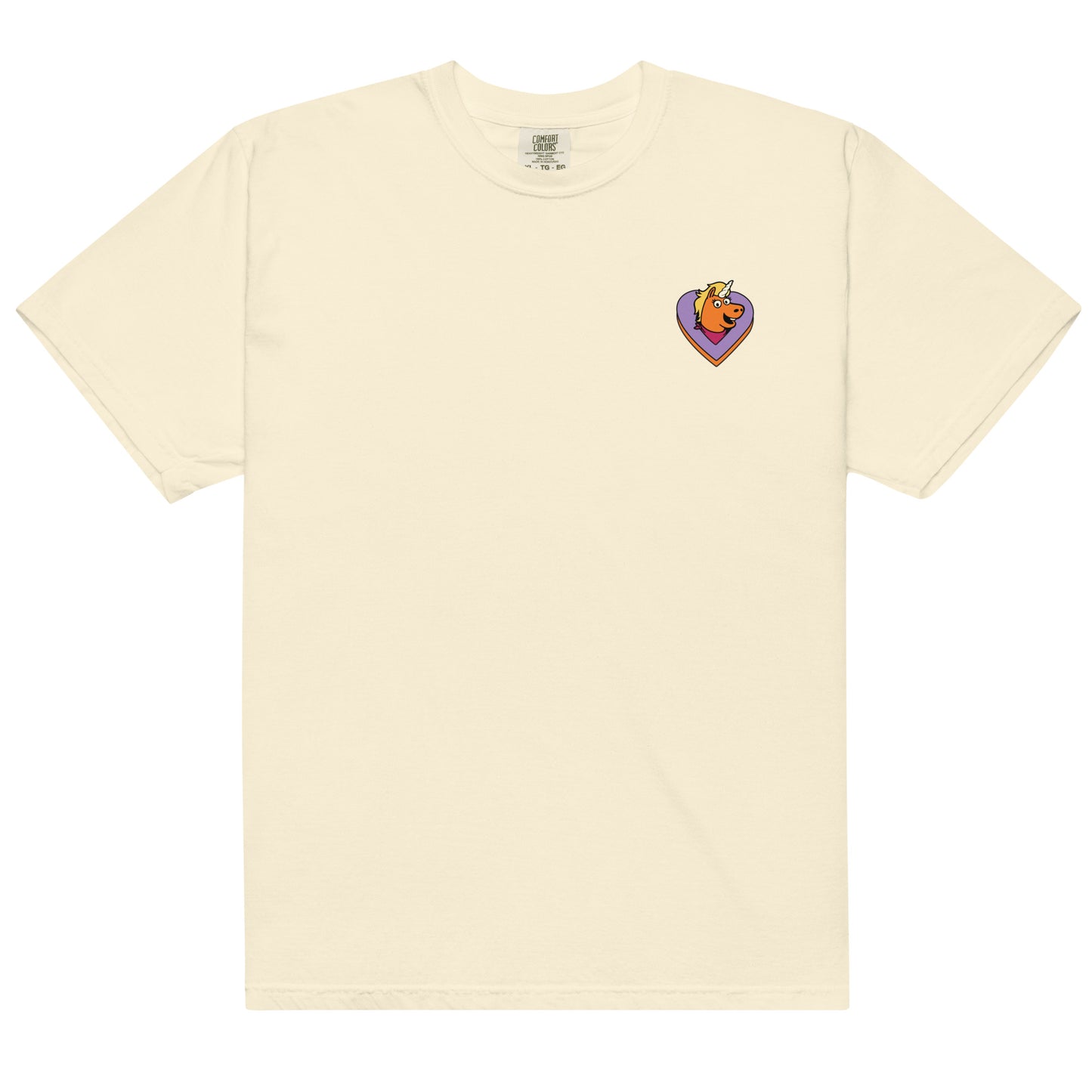 Close up of 100% ring-spun cotton fabric on the Buddy Your Friend Until The End tee