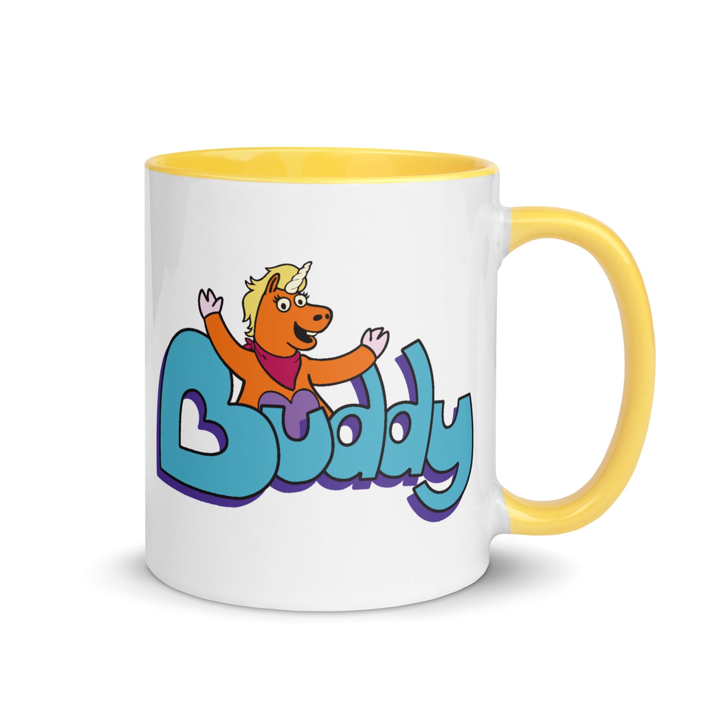 Front view of the Buddy Logo Mug against a white background