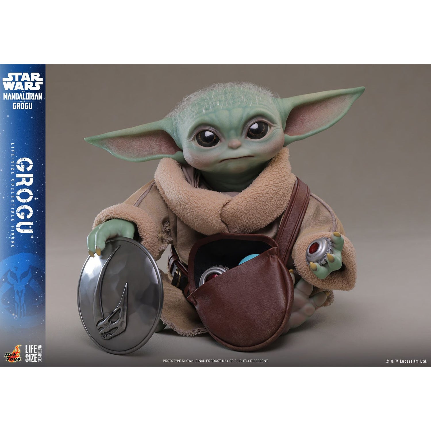 Grogu life-size collectible with magnetic grav charges attached