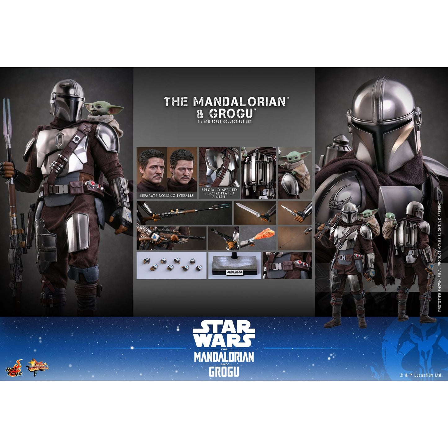 The Mandalorian™ and Grogu™ Sixth Scale Figure Set by Hot Toys-7